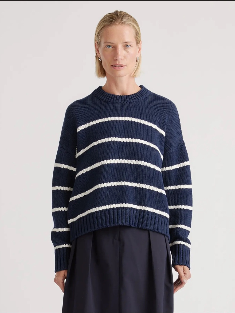 Quince Navy Striped Sweater